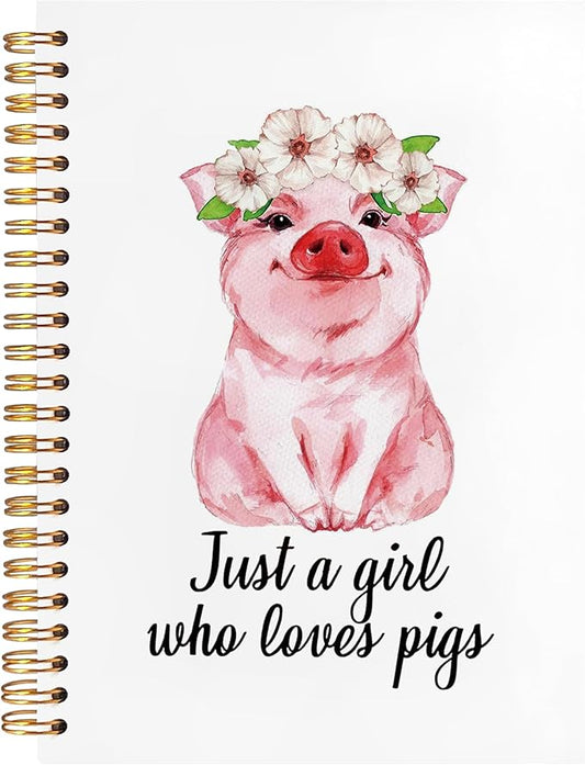 BearCake Preppy Coquette Pink Pig Gifts Notebooks for Pig Lovers Women,Just a Girl Who Loves Pigs Stuff Notebook,Diary or Journal for School,Work,or Journaling,Cute Hardcover Spiral Notebook 5.5x8.3-DeskLoop Office