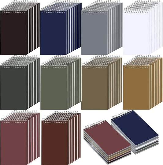 Thenshop 100 Pads Spiral Memo Bulk 3'' x 5'' Top Bound Memo Book 60 Sheets Small Mini Notebooks Lined Wire Bound Pocket Steno Book for Home, Office, School (Multicolored)-DeskLoop Office