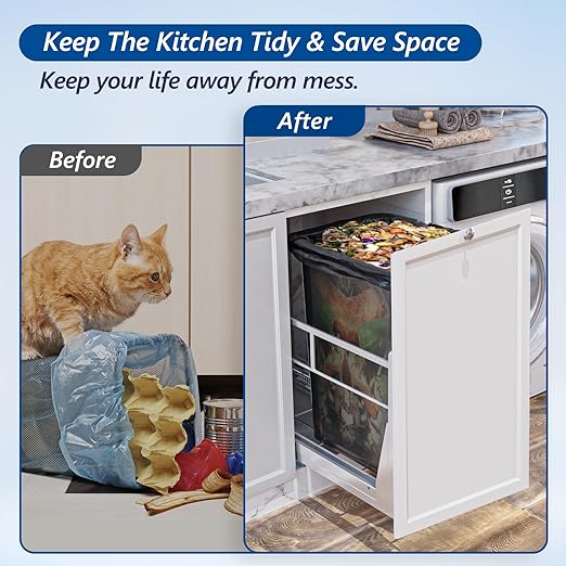 Insputer 8 Gal Pull Out Trash Can Under Cabinet, Heavy Duty Under Sink Garbage Can Kit with Soft-Close Slides for Kitchen, Laundry, Requires Minimum Cabinets Opening 12" W X 18" D-DeskLoop Office