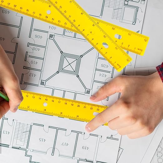 200 Pack 12 Inch Plastic Rulers Bulk, Yellow Plastic Ruler, Yellow Ruler with Dual-Scale Measurement, Easy to Store, for Home, Office, Practical Use by KUKLIPJIM-DeskLoop Office