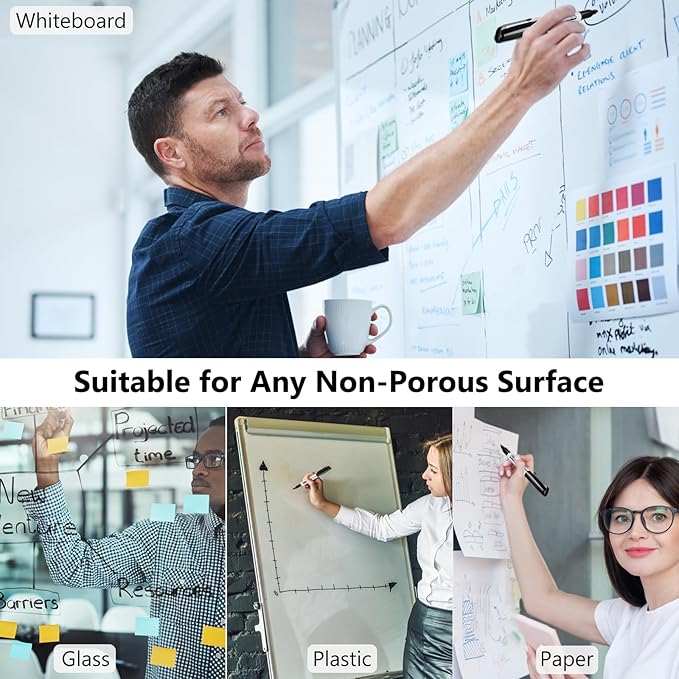 SFAIH Fine Tip Dry Erase Markers - 144 Pack Black Whiteboard Erasable Markers Bulk for Kids Adults, Ideal for Classroom School Office Home Use on White Board, Non-Toxic Easy Clean-DeskLoop Office