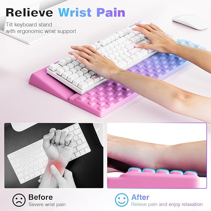 Ospelelf Ergonomic Keyboard Wrist Rest Pad Comfortable Keyboard Stand Riser Holder Pad for Office Gaming-DeskLoop Office