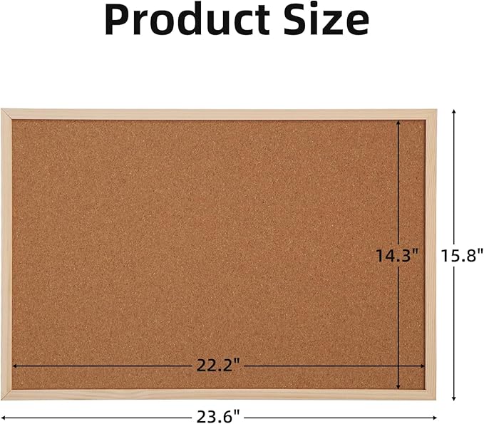 2 Pack 16” x 24” Cork Boards for Walls with Wooden Frame, Double Sided Office Board for Wall Organizer, Bulletins Board Decorative Hanging Pin Board for School, Home & Office, Memo Board-DeskLoop Office