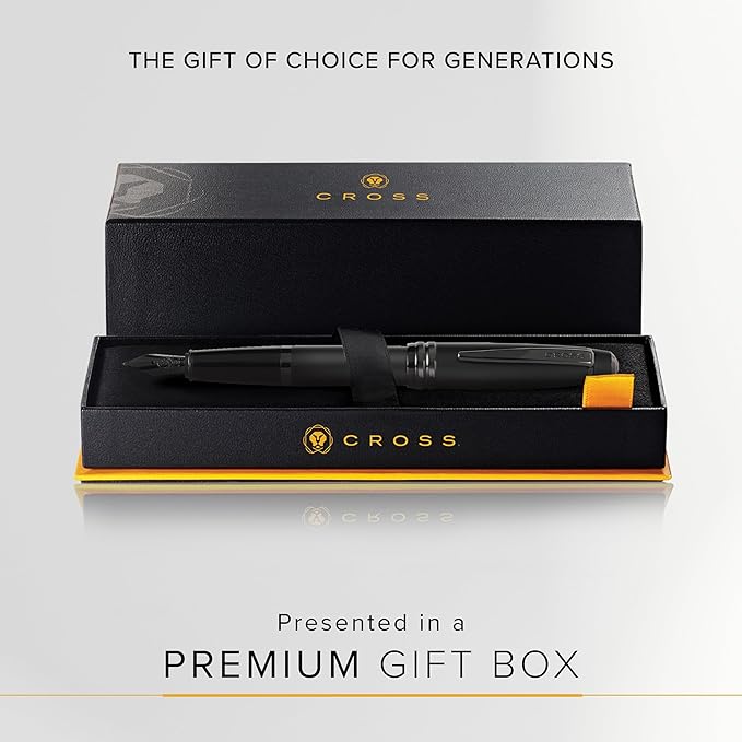 Cross Bailey Refillable Fountain Presented in a Premium Gift Box - Medium Point, Black Ink, Matte Black-DeskLoop Office
