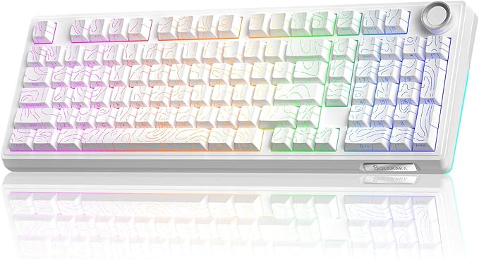 KI99 Pro 96% Wireless Mechanical Keyboard, RGB Gaming Keyboard, Hot-Swappable Pre-Lubed Switches, Gasket Structure Creamy Keyboards for Gamer/PC/Laptop (White)-DeskLoop Office