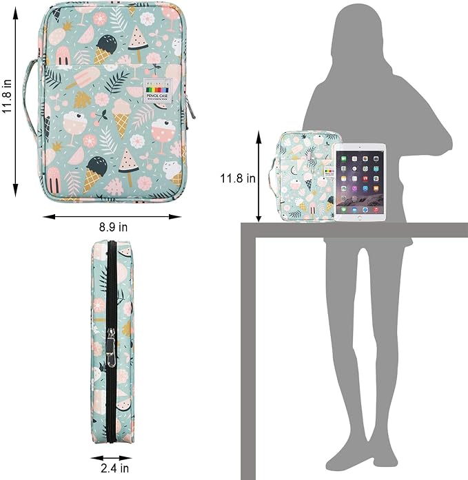 YOUSHARES Colored Pencil Case 166 Slots Pen Case Organizer With Handy Wrap & Zipper, Multilayer Holder for Prismacolor Colored Pencils & Gel Pen (Ice-Cream)-DeskLoop Office