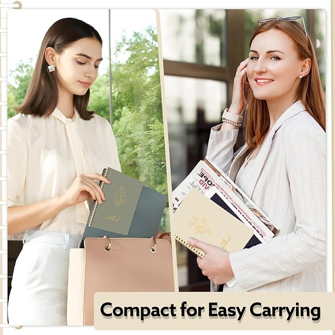 3 Pcs Spiral Notebook 5.9x8.3, 140 Pages Small Notebook for Women A5 College Ruled Journals Cute Notebooks with Large Pockets and Index Stickers for Home School Office Use(Green, Beige, Orange)-DeskLoop Office