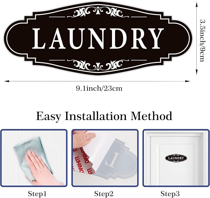 Laundry Room Door Sign for Business and Home,Self-adhesive Waterproof Cute - Image 8