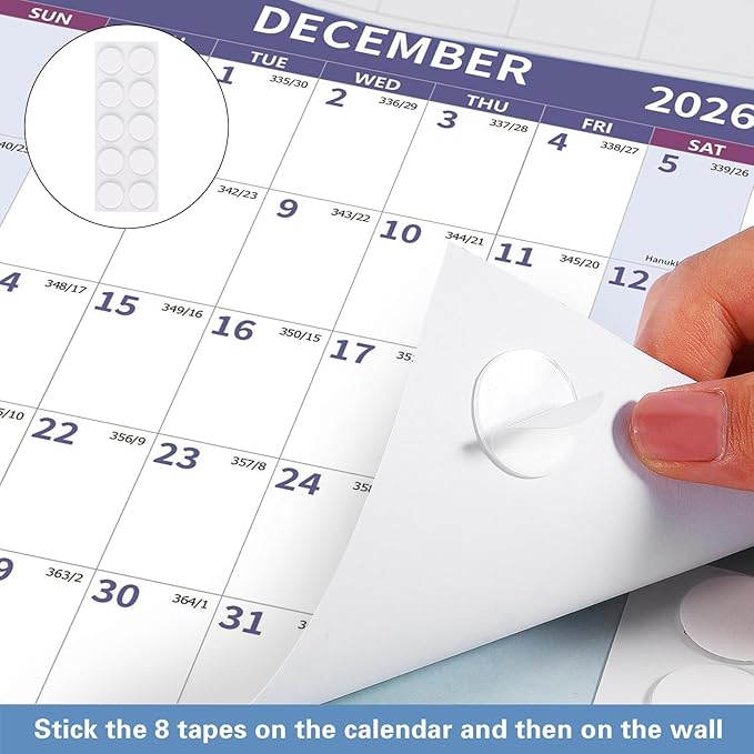 2026 Wall Calendar 34.8" x 22.8" Large Vertical Yearly Wall Hanging Calenda with Julian Date Thick Paper Calendar 12 Month Annual Wall Planner for Wall Office Fridge(Purple)-DeskLoop Office