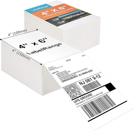 4''X6'' Direct Thermal Shipping Labels (1000 4x6 Fan-fold Labels) - Permanent Adhesive Postage Labels - Commercial Grade - LabelRange/Rollo/Munbyn Compatible-DeskLoop Office