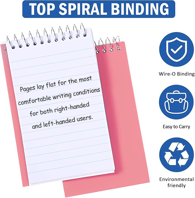 100 Pieces Spiral Memo Pads Bulk 3 x 5 Inch Small Note Pads Top Bound Lined College Ruled Paper Mini Notepad Pocket Spiral Notebooks for School Office Home Supplies, 75 Sheets (Fresh Colors)-DeskLoop Office