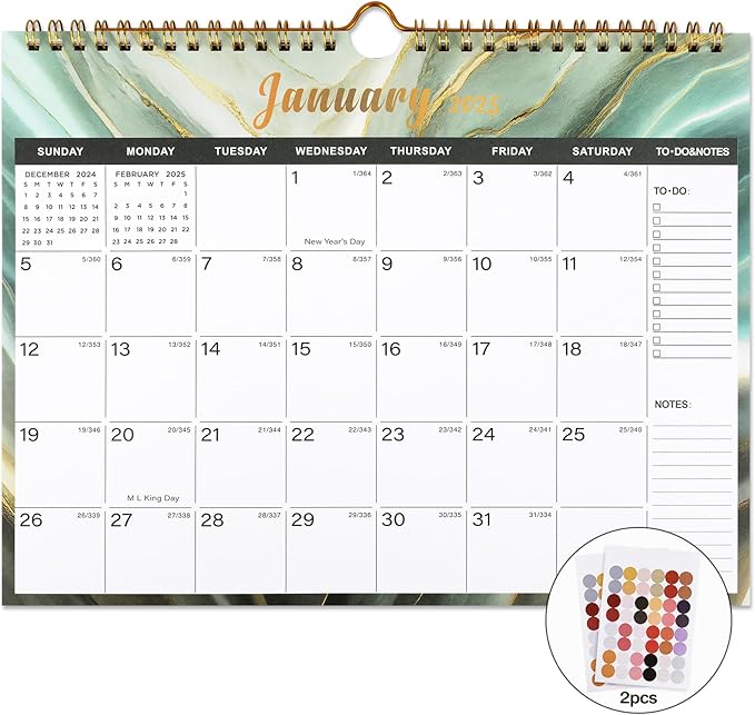 Lbylyhxc 2025-2026 Calendar - 18 Monthly Wall Calendar 2025-2026 from January 2025 to June 2026, 11 x 8.5 Inches.Thick Paper with Julian Dates and Block for New Year and Christmas Presents (2025-2026 wall calendar veins)