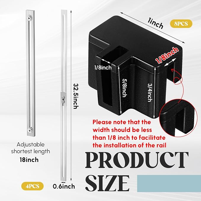 12 Pcs Metal Adjustable File Cabinet Rails Set Include 8 Hanging File Rail Clips 4 Cabinet Dividers Bars Suitable for Cabinets with Drawer Thickness Less Than 1/8 Inch(Silver,18-32.5 Inch)-DeskLoop Office