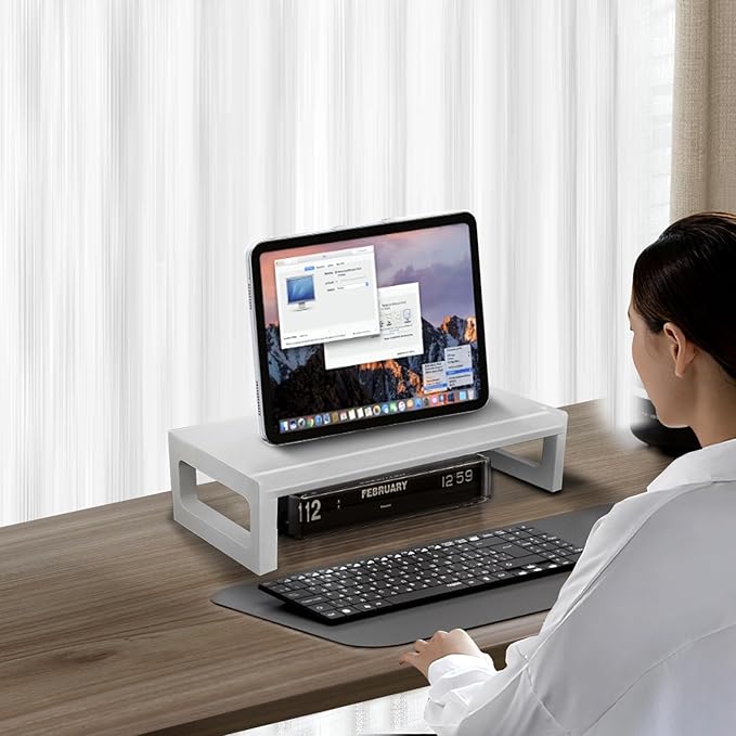 Monitor Stand Riser – 16-Inch Computer Monitor Stand with Multifunctional Slot, Multi-Purpose Desktop Storage for Laptop, Printer, TV-DeskLoop Office