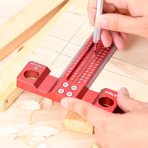 Woodworking Scriber t Square Ruler 36inch with Thoughtful Support Lips, t Square Woodworking Scriber, Aluminum Alloy Architect Ruler for Carpenter Work, Layout and Measuring Tools-Red…-DeskLoop Office