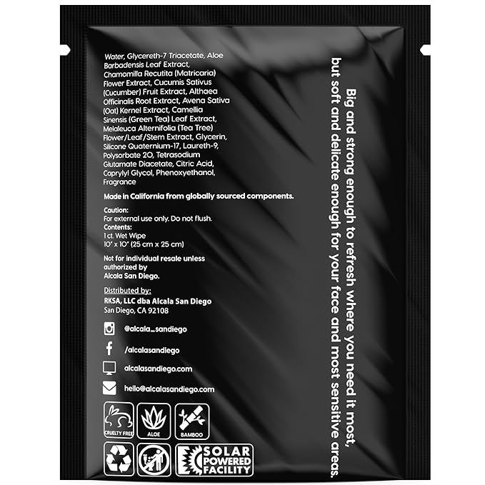 Alcala Deodorizing Body Wipes Individual Shower Wipes 100% Pure Biodegradable Bamboo Wet Wipes with Aloe Tea Tree Adult Body Wipes for Women & Men Ideal for Camping Hiking, Hospitals & Gym (30 Pack)-DeskLoop Office