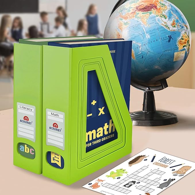 Acrimet Magazine File Holder, Durable Rack, Space-Saving Organizer (Plastic) (Green Citrus Color) (2 Pack)-DeskLoop Office