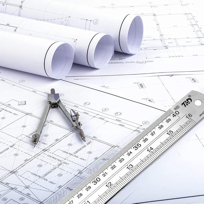 ZZTX Ruler Metal Straight Edge Stainless Steel Ruler 6 Inch 8 Inch 12 Inch 16 Inch Ruler Set Rulers Bulk Set of 4-DeskLoop Office