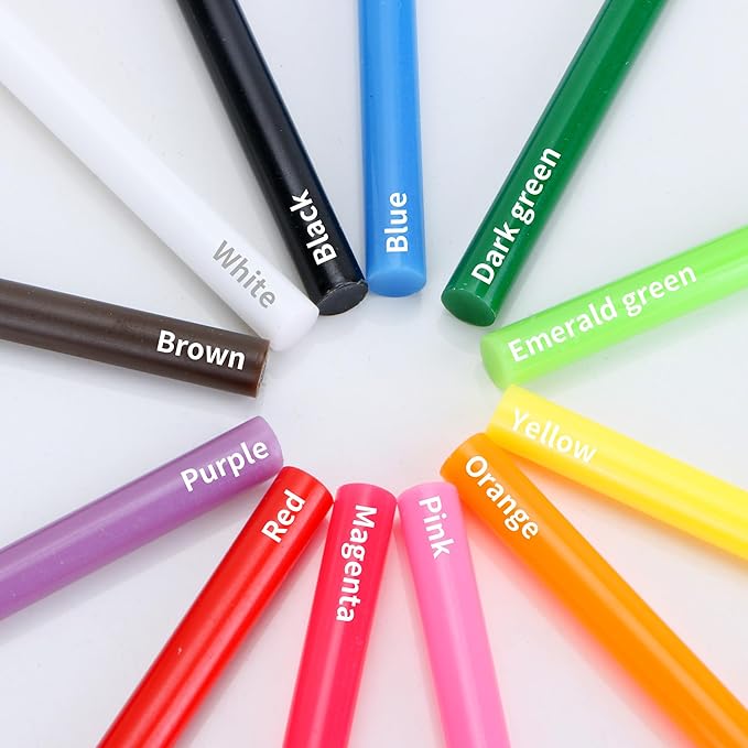 MATUFF Colored Hot Glue Sticks Mini 0.27" x 4" Most Popular 12 Colors EVA Hot Melt Adhesive Mini Glue Sticks Bulk for All Temperature Glue Guns for DIY Art Craft Stamp Repairs Gluing Projects 96 Pcs-DeskLoop Office