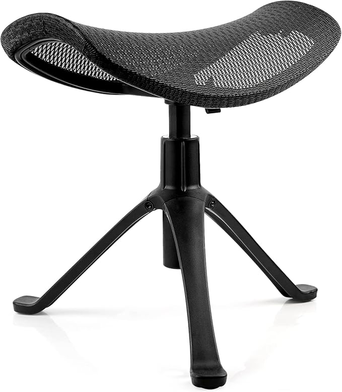 Footrest for Desk Adjustable Height 2-in-1 Function Rotatable Ergonomic Under Desk Footrest Ottoman Stool Rolling Leg Rest for Home Office (Black)-DeskLoop Office