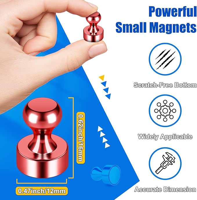 Whiteboard Magnets, Red Metal Strong Magnetic Dry Erase Board, Magnetic Clips for Refrigerator, Small Fridge Magnets for Kitchen, Office, Gadgets, Shopping List, Pack of 18