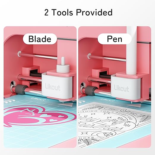 S501 Vinyl Cutter Machine with Built-in Storage, Die Cutting Machine of Multi Material Vinyl, HTV, Cardstock, Paper, Includes Cutting Mat, Black Pen, Weeding Tool, Pink-DeskLoop Office