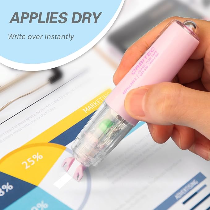 Refillable Retractable Quick Dry Correction Tape, Mini Small Japan Aesthetic - Image 8