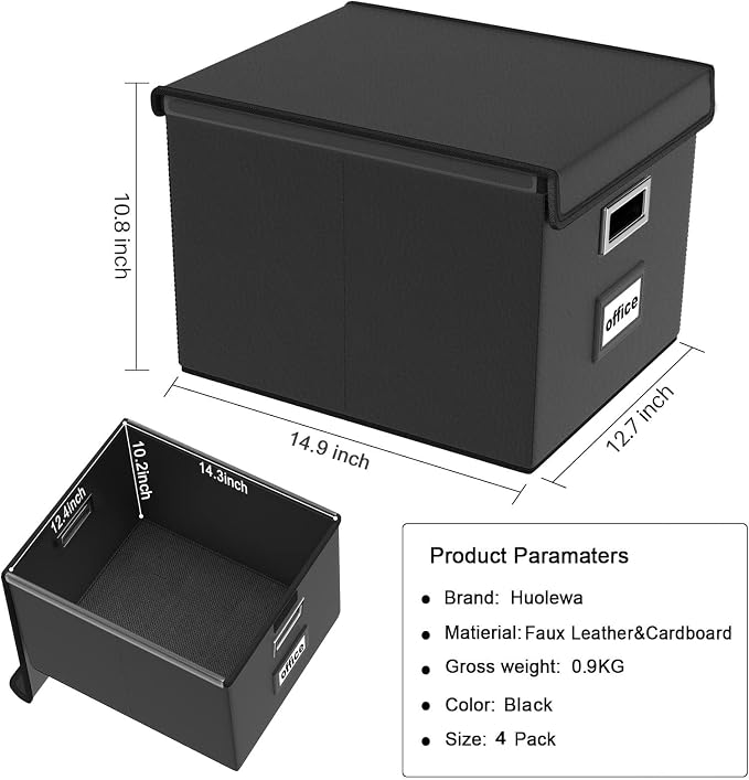 Portable Leather File Organizer Boxes - Image 7