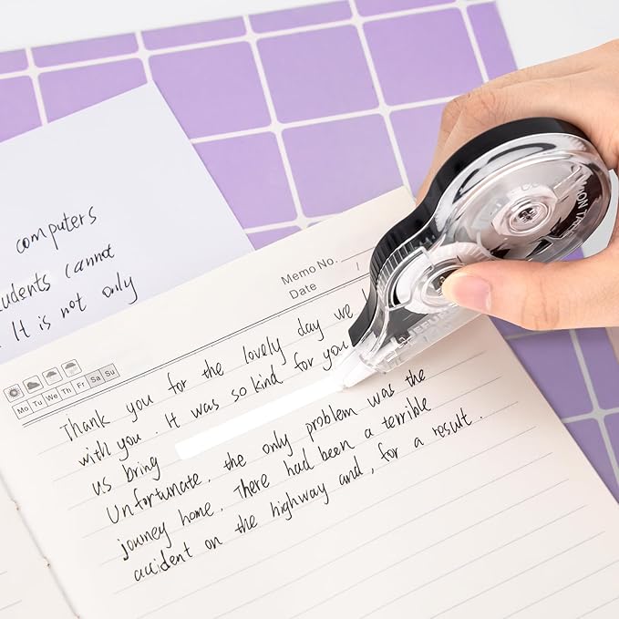 30 Pcs Correction Tape, 39.37 Ft White Wrong Out Tear-Resistant Bulk, Instant Corrections Easy to Use Applicator for School, Office, Note Taking, Journal (Tape Width 0.2 in,Clear)