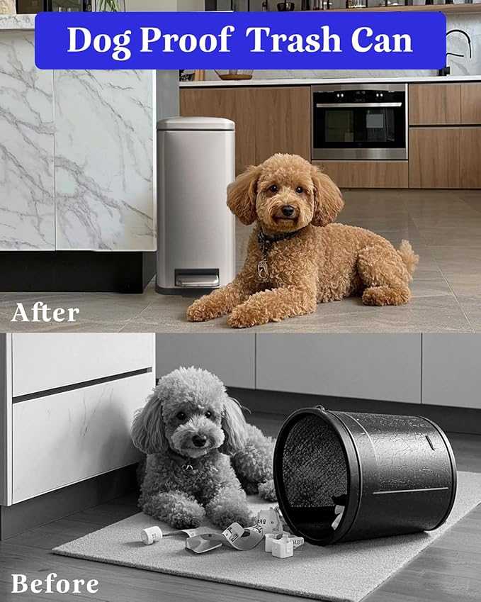 Bathroom Trash Can with Lid,5 Liter / 1.3 Gallon Small Trash Can with Removable Liner, Soft Close lid & Step Pedal, Stainless Steel Trash Bin for Bathroom,Bedroom,Home Office, Kohler Grey-DeskLoop Office