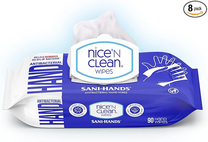 Nice 'N CLEAN Sensitive Skin Wet Hand Wipes 90ct (8-Pack) | Infused with Aloe | Hypoallergenic Wipes More Effective than Gel-DeskLoop Office