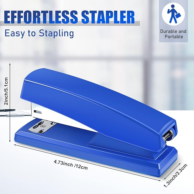 Marspark 10 Pcs Stapler for Desk Office Staplers Bulk with 6000 Staples 25 Sheet Capacity for School Office (Blue)-DeskLoop Office