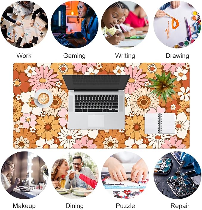 Colorful Star Large Mouse Pad, PU Leather Waterproof Desk Mat, Computer Gaming - Image 8