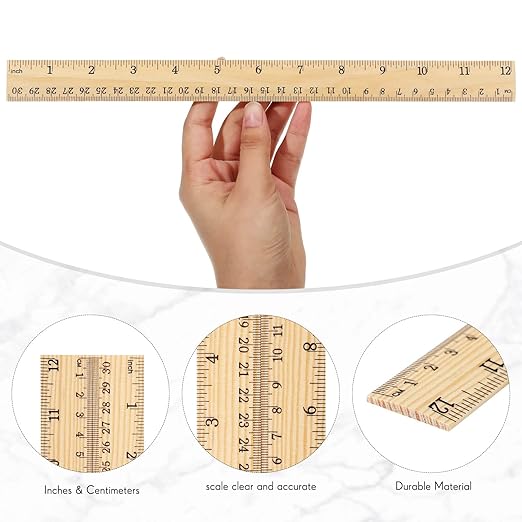 Zonon 30 Pcs 12 Inch Plastic Ruler Assorted Colors Ruler Bulk with Centimeters Millimeter and Inches Rulers First Day of School Gift for Kids School Classroom Office Supplies(Simple Color,Wood)-DeskLoop Office