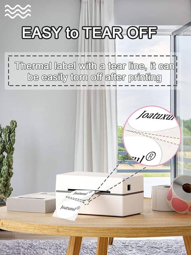 3 Inch White Round Thermal Sticker Labels, Self-Adhesive Circle Direct Thermal Printer Labels, DIY Design, QR Code, Name Tag, Brand Label,Gift Label (White 500 PCS/1 Roll)-DeskLoop Office