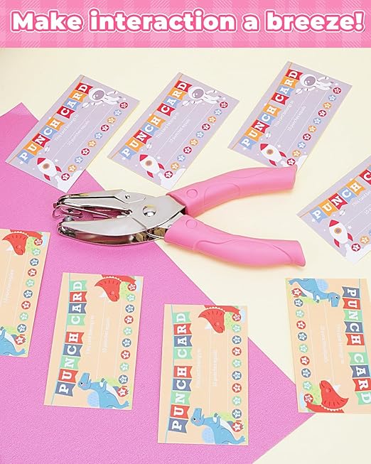 UCEC 200 Pieces Punch Cards for Classroom with Star Hole Puncher, Incentive Loyalty Reward Card with Handheld Single Punch Kit to Behavior for Business Home Classroom School Kids Students Teachers-DeskLoop Office