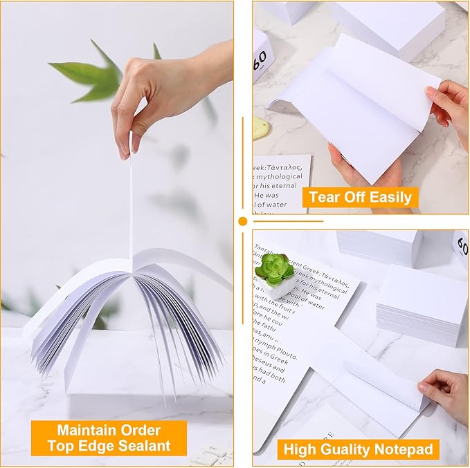 Fainne 3 x 5 Inch Paper Note Pads White Memo Pad Blank Writing Memo Scratch Paper for Waitress Waiter Book to Do Grocery List Small Notebook Restaurant Checkbook, White(60 Pack)-DeskLoop Office