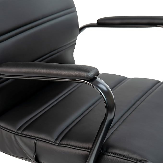 Flash Furniture Whitney High-Back Swivel LeatherSoft Desk Chair with Padded Seat and Armrests, Adjustable Height Padded Office Chair, Black-DeskLoop Office