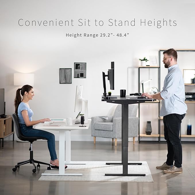 VIVO Electric 60 x 30 in Standing Desk, Memory Height Adjustment, 1B Series, White Top White Frame, DESK-KIT-1W6W-30