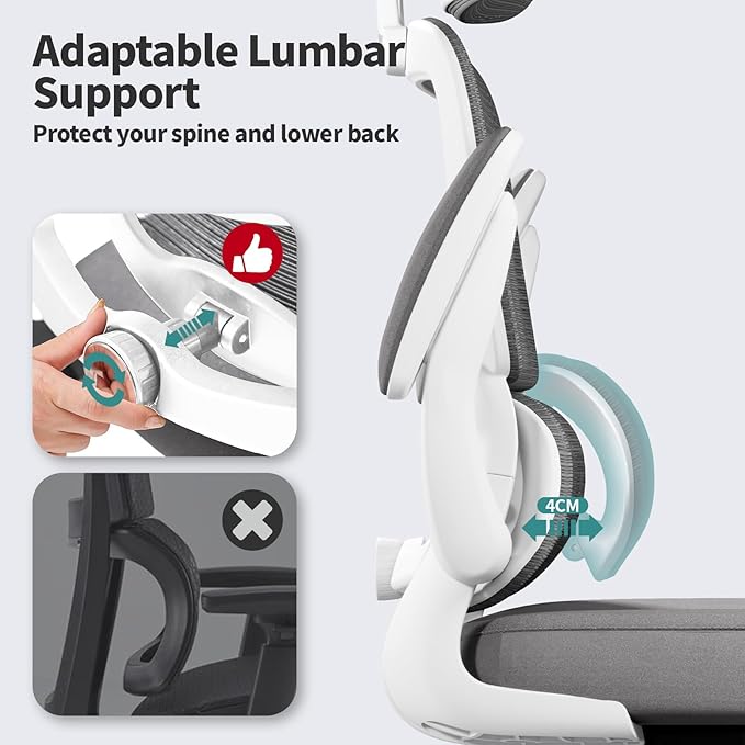 TRALT Office Chair Ergonomic Desk Chair, 330 LBS Home Mesh Office Desk Chairs with Wheels, Comfortable Gaming Chair, High Back Office Chair for Long Hours (White)-DeskLoop Office