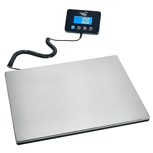 Smart Weigh 440lbs x 2 oz. Pro Digital Shipping and Postal Scale USB-C or Battery Power with Wide Stainless Steel Large Platform, UPS USPS Post Office Postal Scale and Luggage Scale-DeskLoop Office