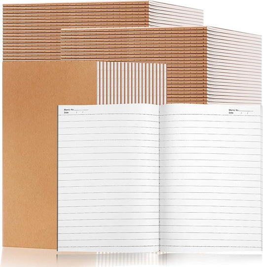 60 Pack Lined Kraft Notebooks Bulk, A5 Blank Paper Journal Notebooks for Office Work, 8.3x5.5inch Kraft Composition Notebook for School Student, 60 Pages-DeskLoop Office