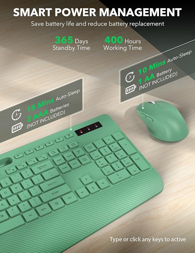 Wireless Keyboard and Mouse Combo - Full-Sized Ergonomic Keyboards with Wrist Rest, Phone Holder, Sleep Mode, Silent 2.4GHz Cordless Combo for Computer, Laptop, PC, Mac, Windows -Trueque-DeskLoop Office