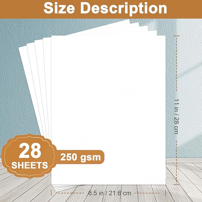28 Sheets Bright White Cardstock 8.5 x 11 Certificate Paper, 92lb White Card Stock Printer Paper for DIY Cards, Wedding, Business Cards, Menus, Invitations-DeskLoop Office