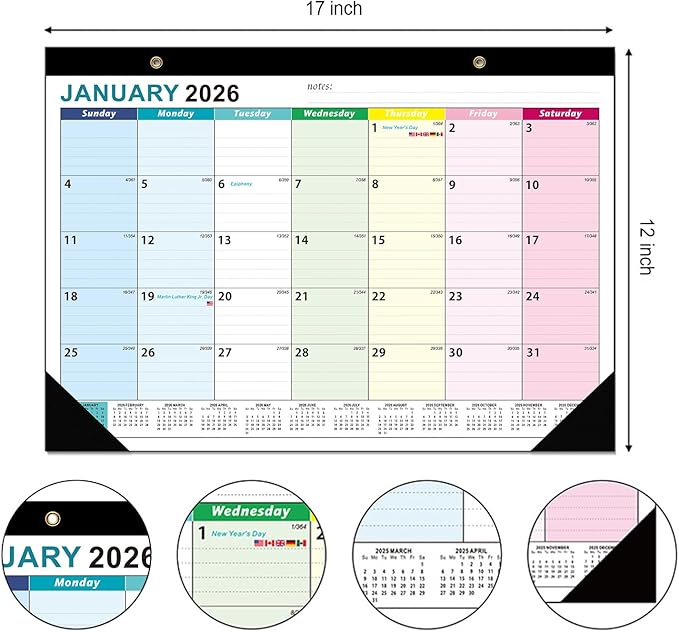 COMIX 18 Month Desk Calendar 2025-2026 (July 2025–Dec 2026) – 17" x 12" Wall calendar with To-Do List & Notes,2026 Calendar Monthly Planner for Home, School, or Office Organization-DeskLoop Office