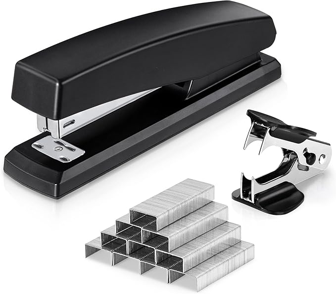 Deli Stapler, Desktop Stapler, Office Stapler, 25 Sheet Capacity, Includes 1000 Staples and Staple Remover, Black-DeskLoop Office