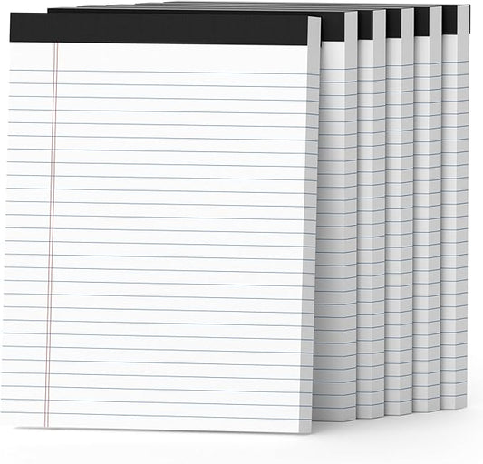 AILZFEI 300 Sheets White Legal Pads 8.5 x 11 Wide Ruled 6 Pack Notebook Paper Note Pad 50 Sheets per Notepad Perforated Writing Pad Study Back 8x11 Pads of Paper-DeskLoop Office