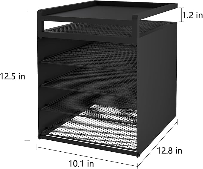 Aothia Desk Organizer with 4 Sliding Trays – Metal File Organizer for Desktop, Hanging Under Desk Organizer and Paper Tray Shelf, Space-Saving Office Document Sorter, Black-DeskLoop Office