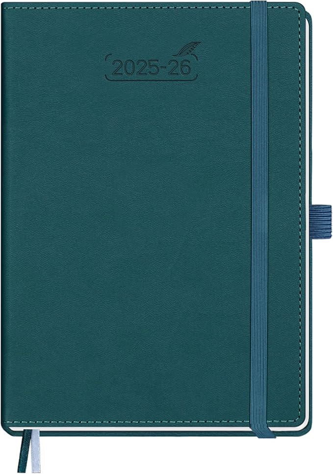 BEZEND Planner 2025-2026 Weekly and Monthly, 5.8" x 8.5" Academic Calendar (Jul 25-Dec 26) Vertical Daily Appointment with Hourly Timeslot & Monthly Tab, PU Leather Hardcover - Dark Green-DeskLoop Office