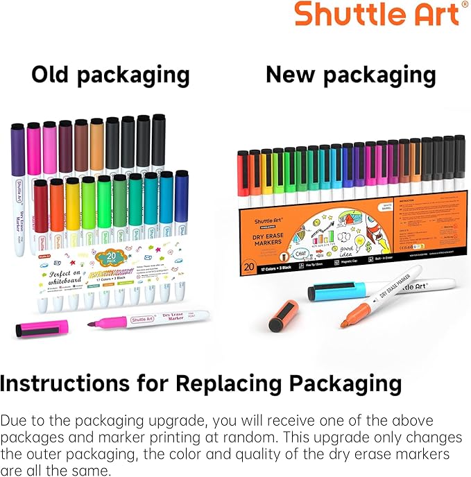 Shuttle Art Dry Erase Markers, 20 Pack 17 Colors Whiteboard Markers,Bundled with 3 Extra Black,Fine Tip Dry Erase Markers for Kids,Perfect for Writing on Dry-Erase Surfaces,School Office Supplies-DeskLoop Office
